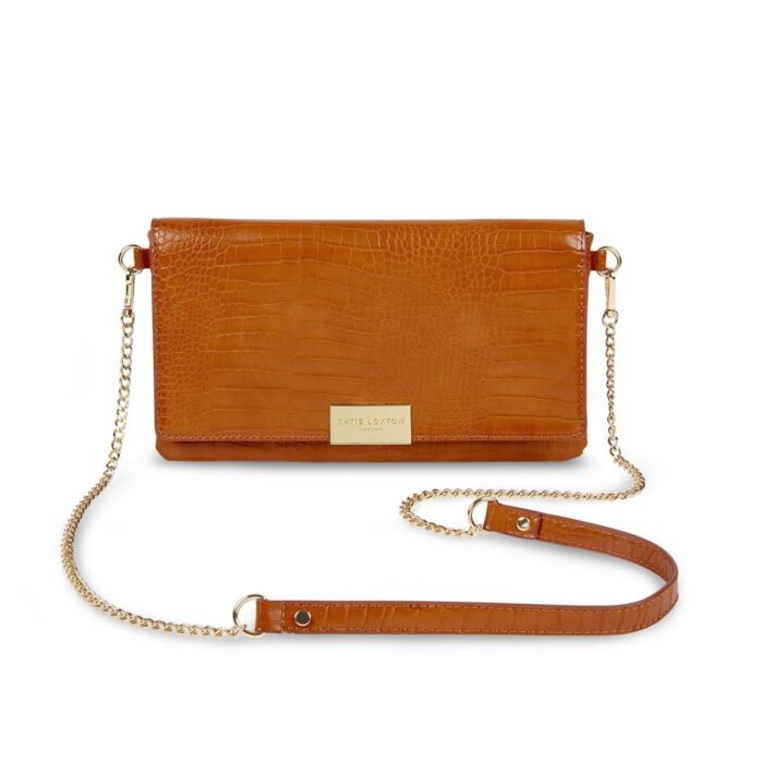 Katie Loxton Celine Faux Croc Crossbody Bag - Cognac